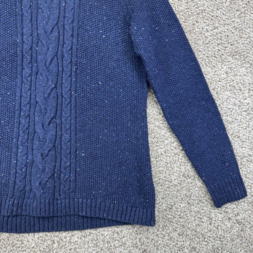 LL Bean Cable Knit Sweater Women's XL Speckled Blue Cotton Blend 290395 Crewneck - Picture 6 of 15